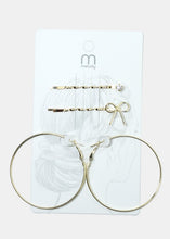 Load image into Gallery viewer, 3-Piece Hoop Earrings &amp; Hair Pins
