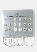 Load image into Gallery viewer, 12-Pair Rhinestone Ball &amp; Hoop Earrings
