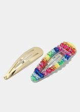 Load image into Gallery viewer, 2-Piece Glittery Rainbow Snap Clips
